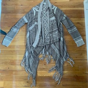 Women’s brown and white cardigan sweater
